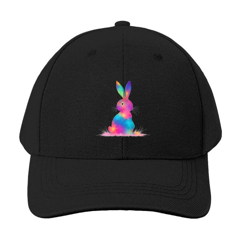 Whimsical Rainbow Watercolor Bunny Illustration Baseball Cap