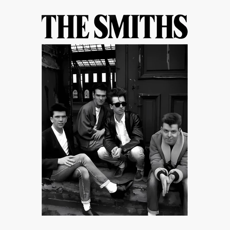 The Smiths: Iconic 1980s British Alternative Rock Band in Black and White Cotton Tote Bag