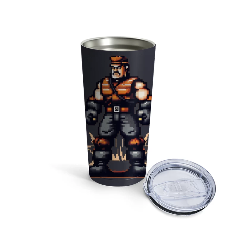 Retro Pixel Art Military Combat Hero Travel Mug