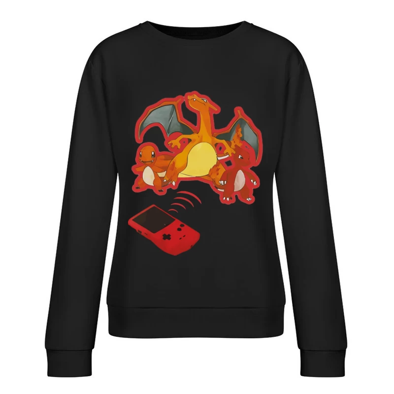 Charmander Entwicklung mit Pokédex Damen Pullover Sweatshirt