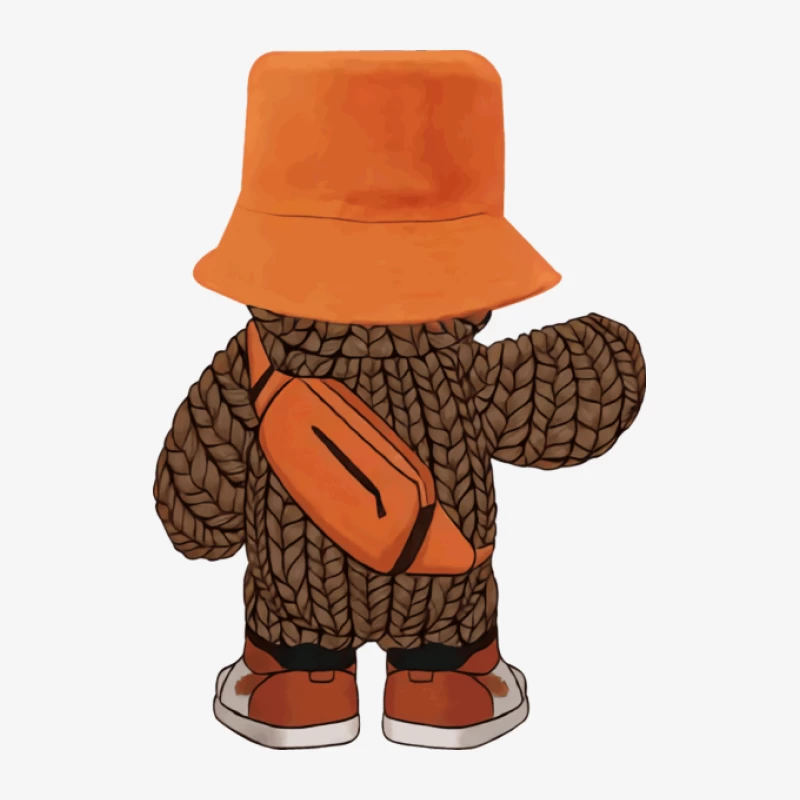 Stofftier mit Strickpullover und orangem Hut Damen Pullover Sweatshirt