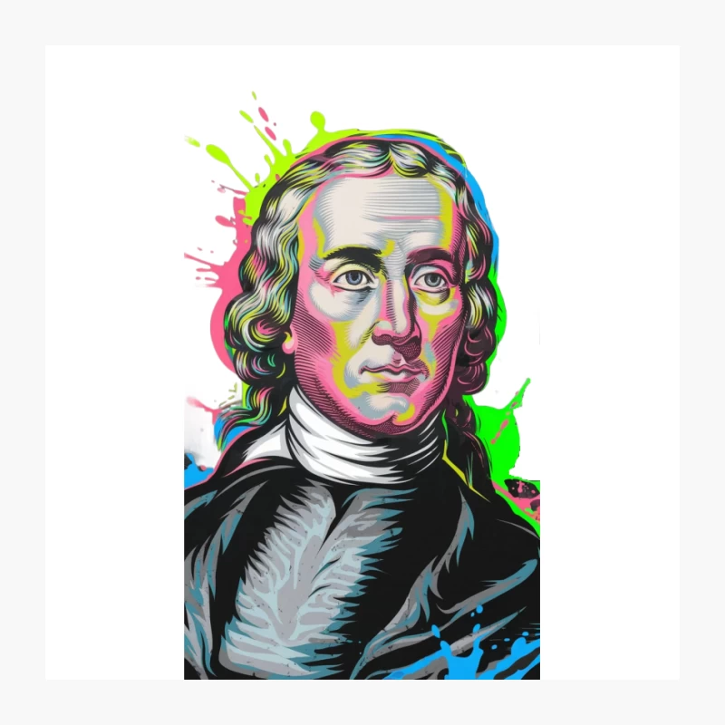 Vibrant Pop Art Portrait of 18th Century Historical Figure Pin