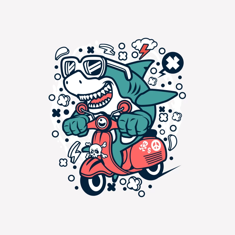 Requin cool sur scooter Femme T-Shirt