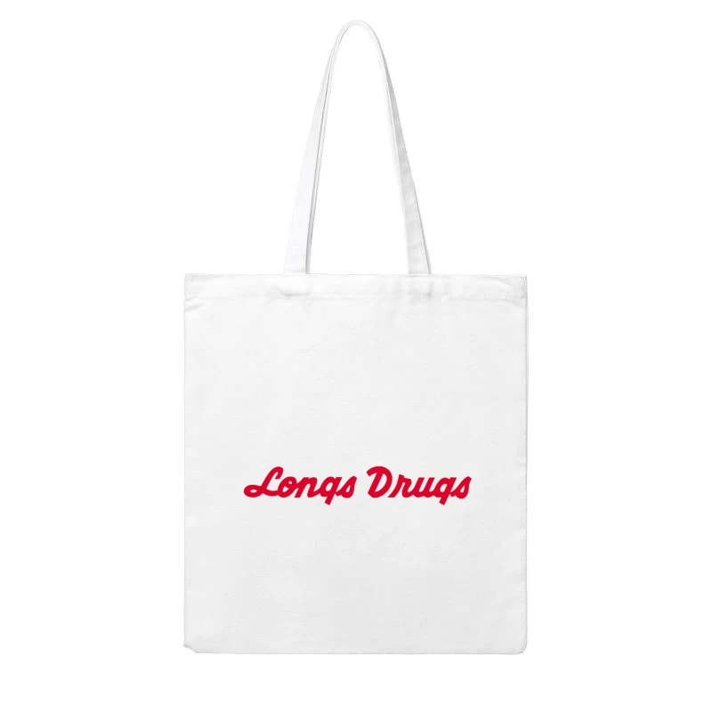 Vintage Longs Drugs Pharmacy Red Cursive Logo Cotton Tote Bag