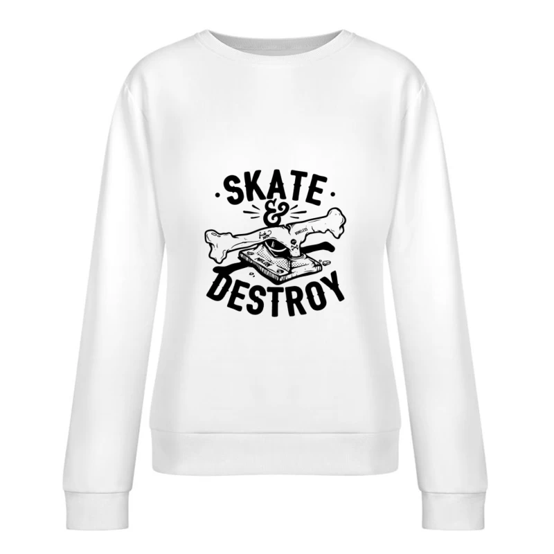 Skaten und Zerstören Grafik mit Knochen und Skateboard Damen Pullover Sweatshirt