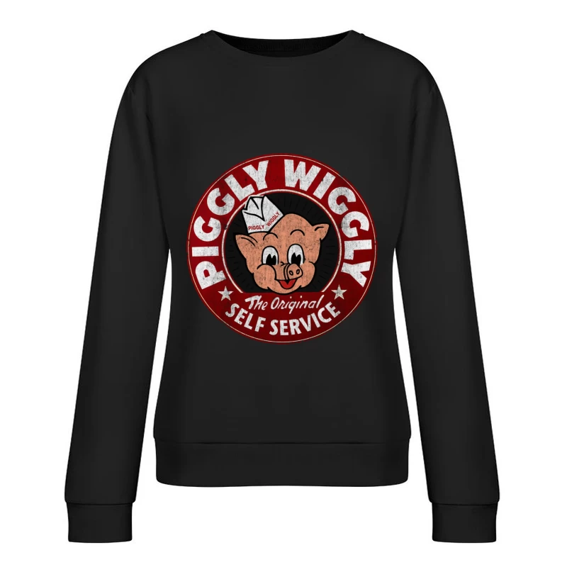 Vintage Piggly Wiggly Self-Service Grocery Store Logo Female Pullover Sweatshirt