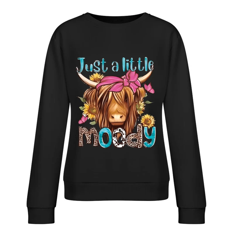 Kuh mit Blumen und Schleife Damen Pullover Sweatshirt