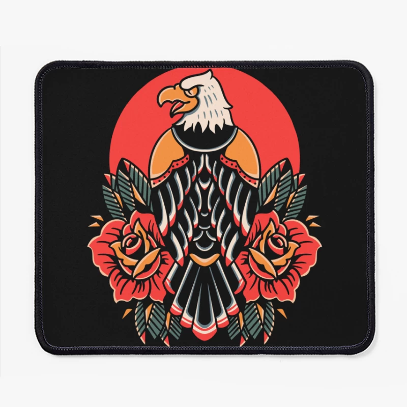 Eagle and Roses Tattoo Art Mouse Pad