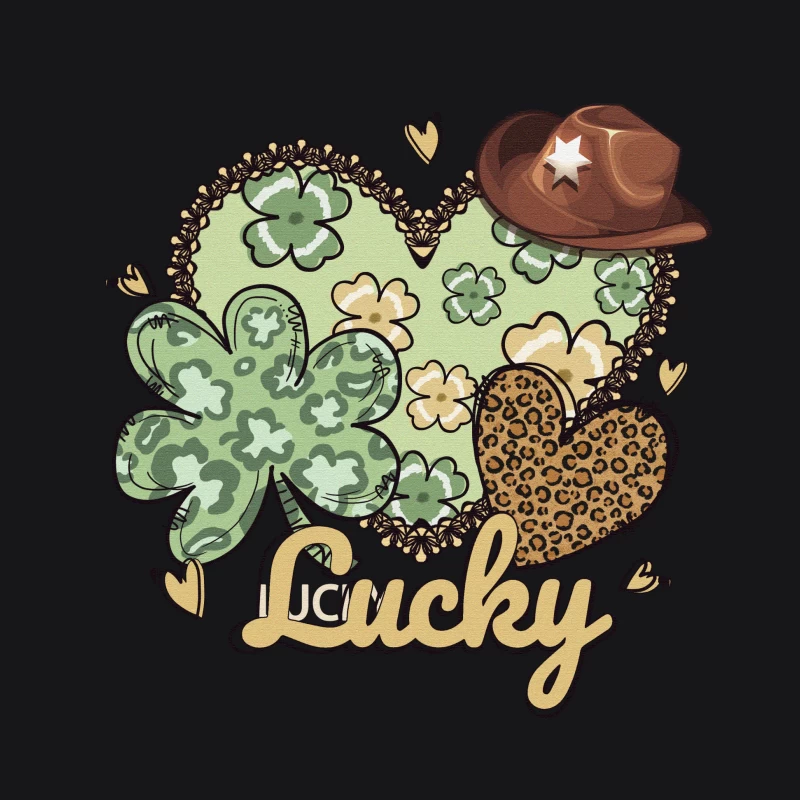 Glücksdesign mit Kleeblatt und Cowboyhut Herren Pullover Hoodie