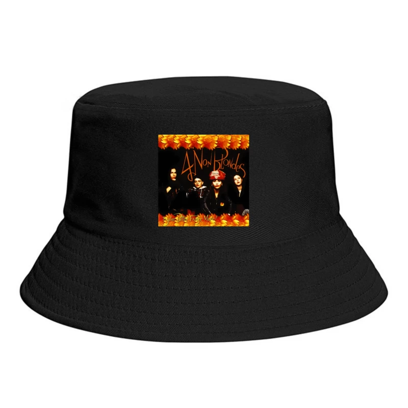 4 Non Blondes "Bigger, Better, Faster, More!" Album Cover Art with Orange Floral Border Bucket Hat