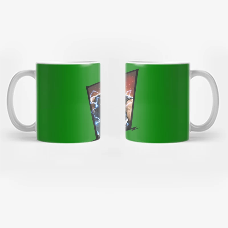 Superhero Character with Lightning Effects Coffee Mug