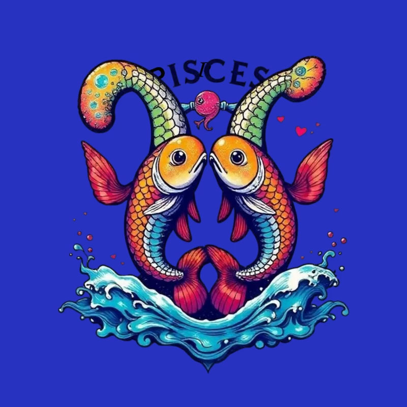 Colorful Pisces Astrology Illustration Throw Pillow