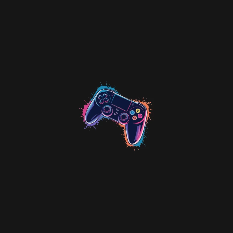 Vibrant Neon Game Controller Digital Art Desk Mat
