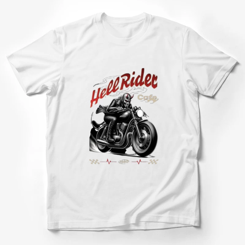 Hell Rider Vintage Cafe Racer Devil Motorcycle Art Male T-Shirt