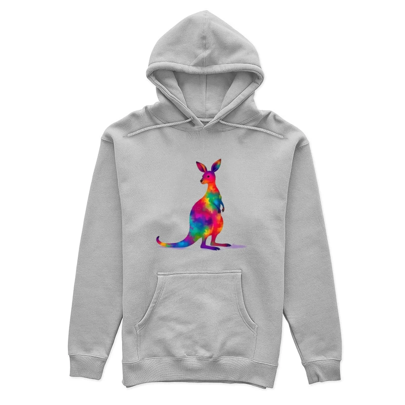 Rainbow Watercolor Kangaroo Art Female Pullover Hoodie