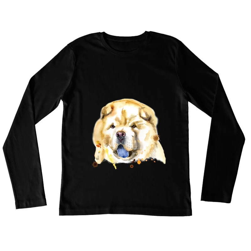 Portrait artistique de chien au pelage doré Femme Manches Longues T-Shirt
