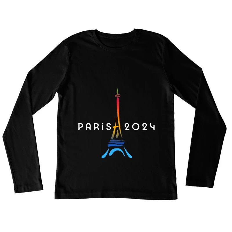Logo der Olympischen Spiele Paris 2024, Eiffelturm, Regenbogenfarben Damen Langarm T-Shirt