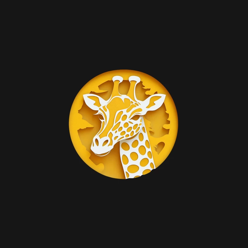 Geometric Giraffe Paper Art in Yellow Circle Desk Mat
