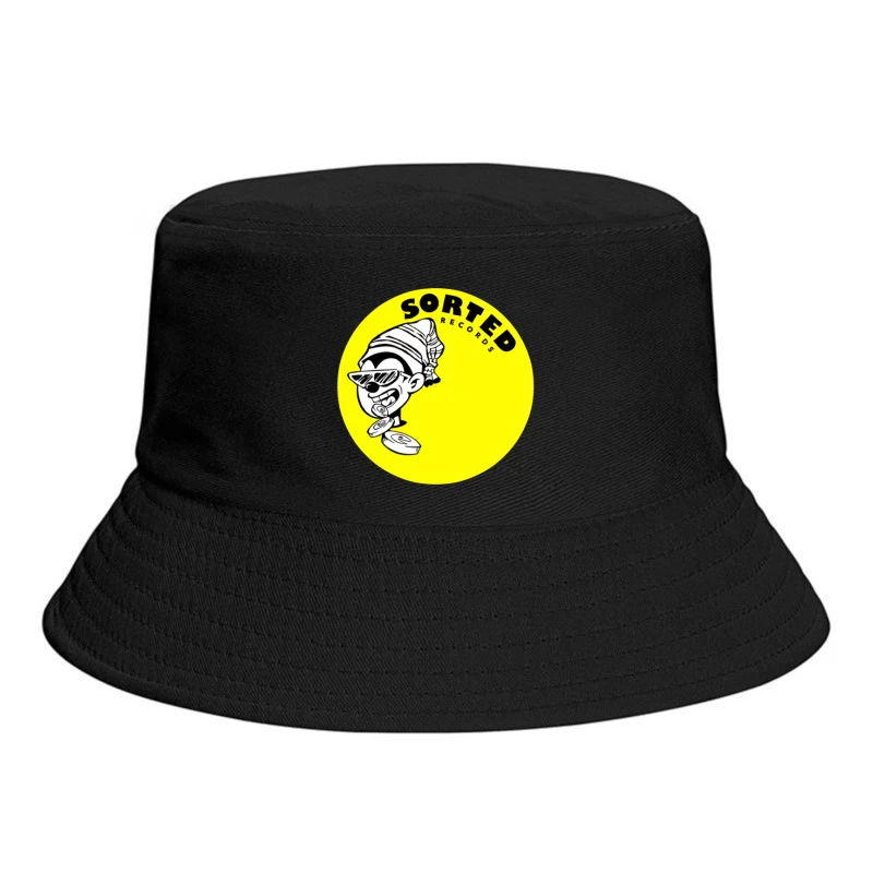 Sorted Records Label Logo with Cool Cartoon DJ Character Bucket Hat