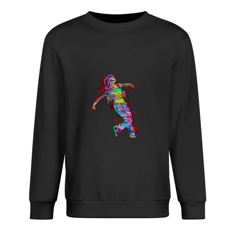 Futuristischer Tänzer mit glitchiger Ästhetik Herren Pullover Sweatshirt