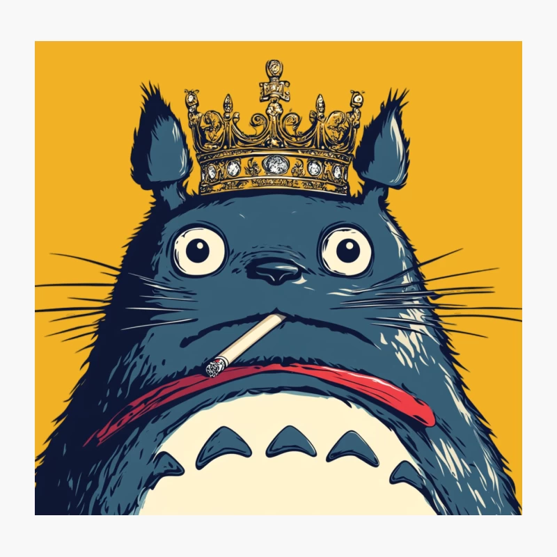 Royal Totoro: A Smoking Studio Ghibli Fan Art Throw Pillow