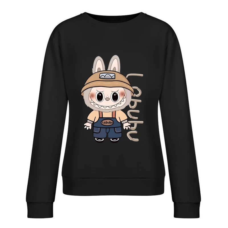 Labubu Charakter im Overall Damen Pullover Sweatshirt
