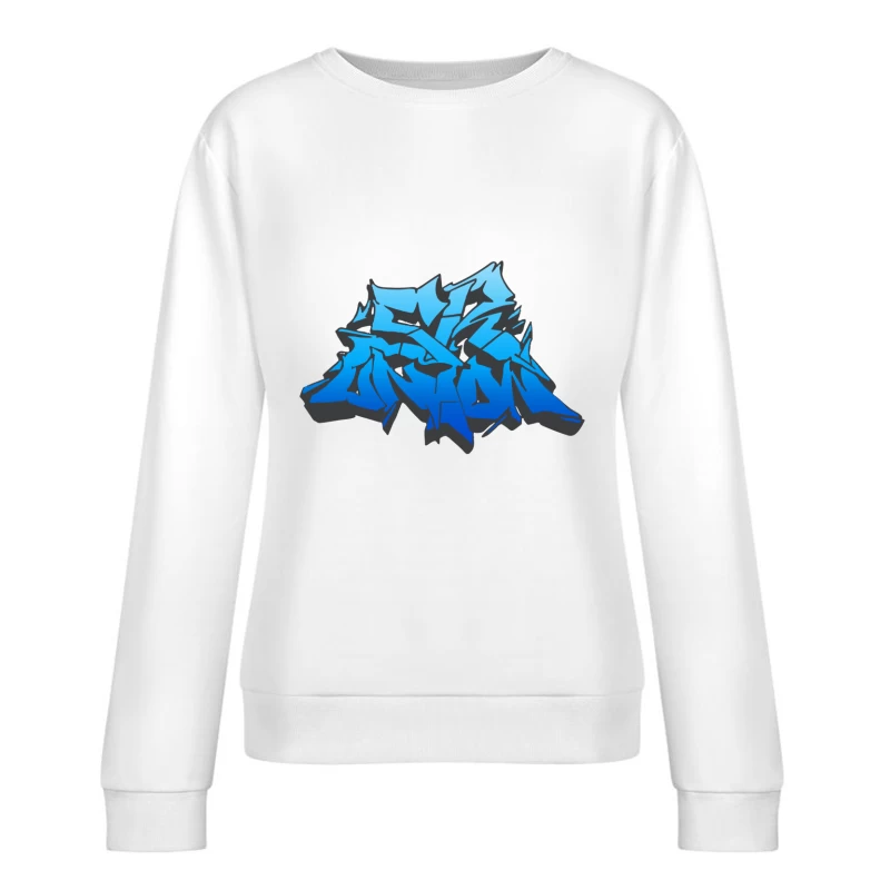 Blaues Graffiti-Design Damen Pullover Sweatshirt