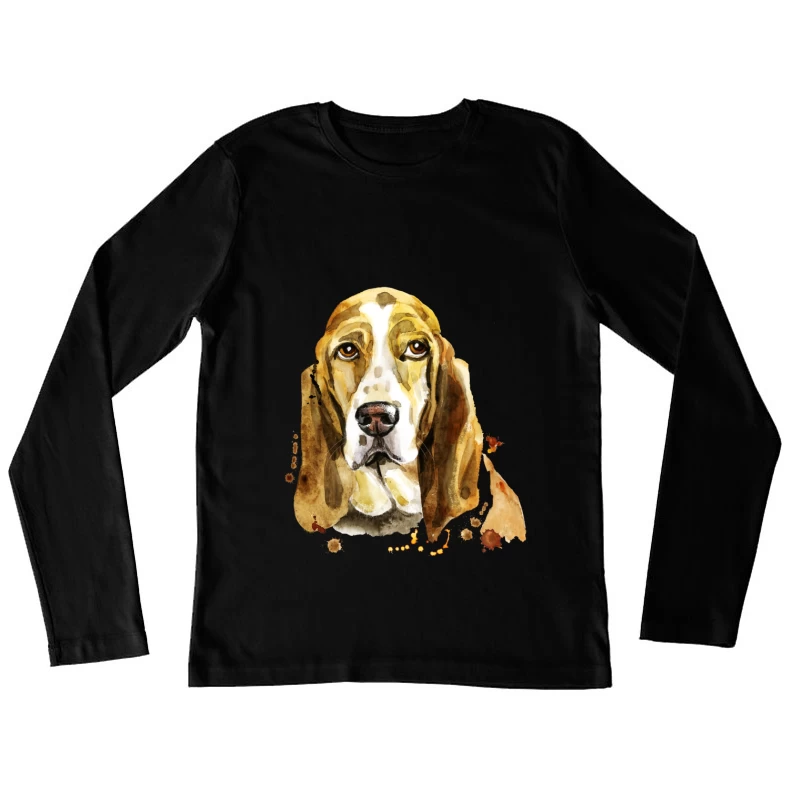 Portrait artistique de chien Basset Femme Manches Longues T-Shirt