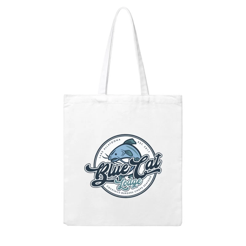 Blue Cat Lodge Restaurant & Bar Vintage Logo Design Cotton Tote Bag