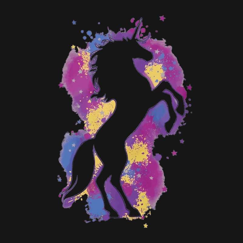 Bunter Einhorn-Silhouette Damen Langarm T-Shirt