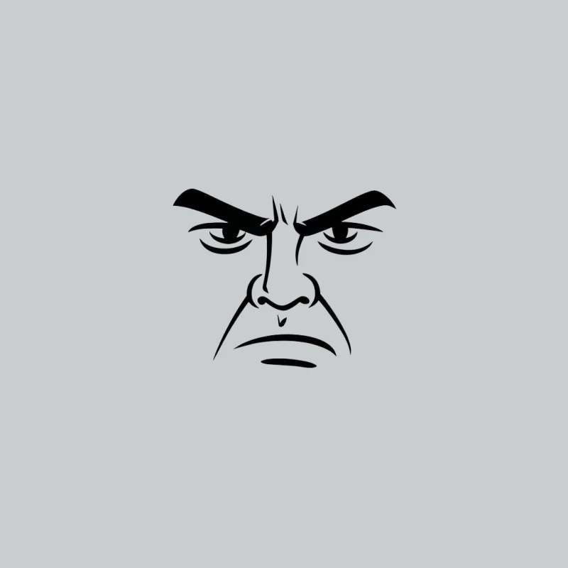 Minimalist Angry Face Expression Sketch Baseball Cap