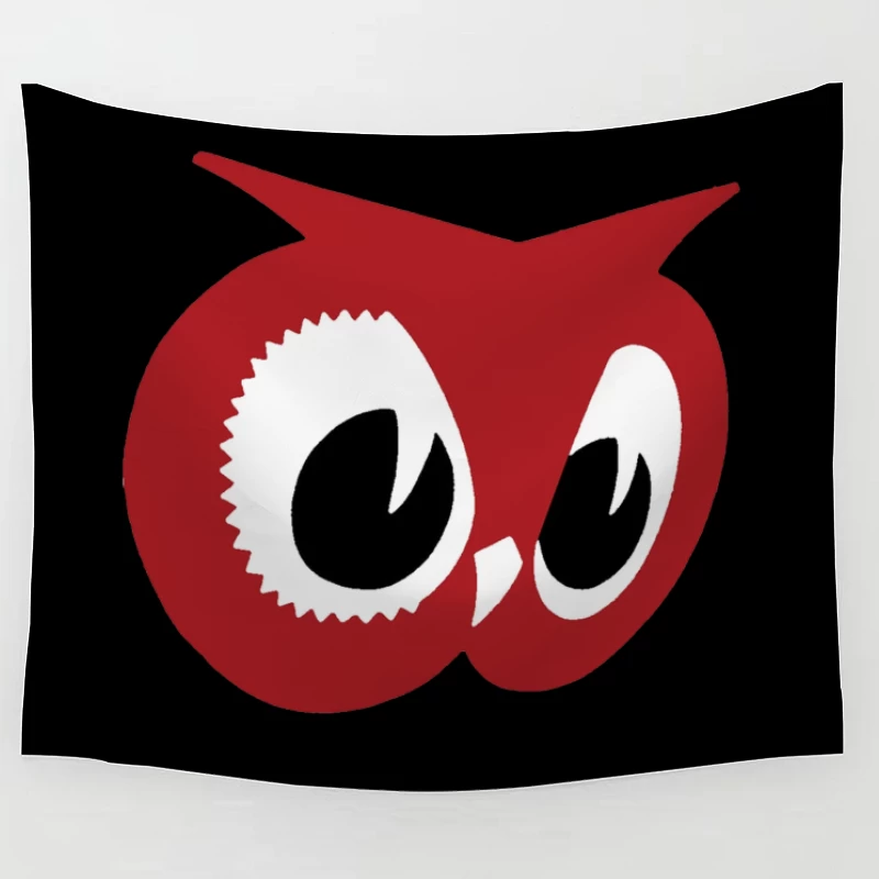 Red Owl Minimalist Logo Design Tapestry