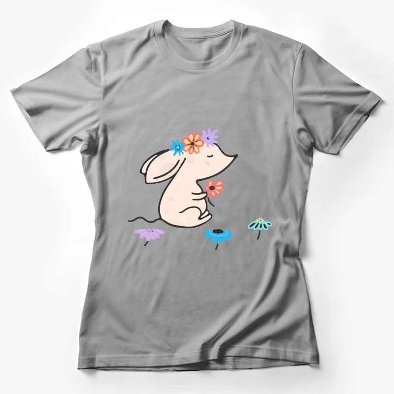 Souris mignonne avec des fleurs Femme T-Shirt