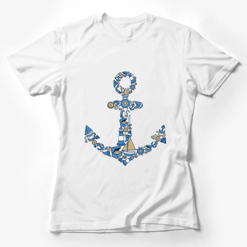 Motif ancre maritime avec objets nautiques Femme T-Shirt