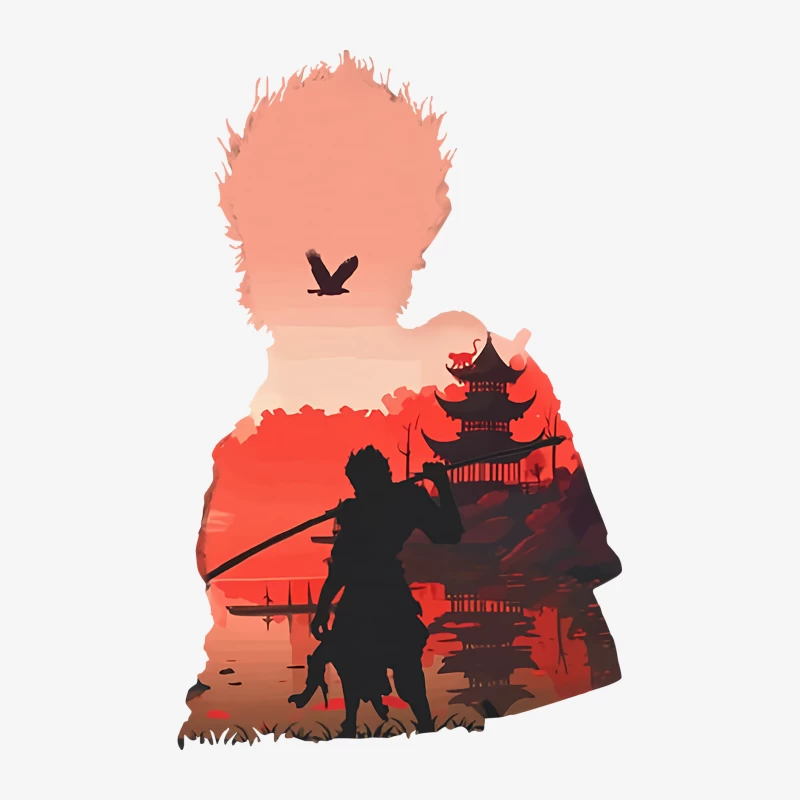 Samurai vor Sonnenuntergang Damen Langarm T-Shirt