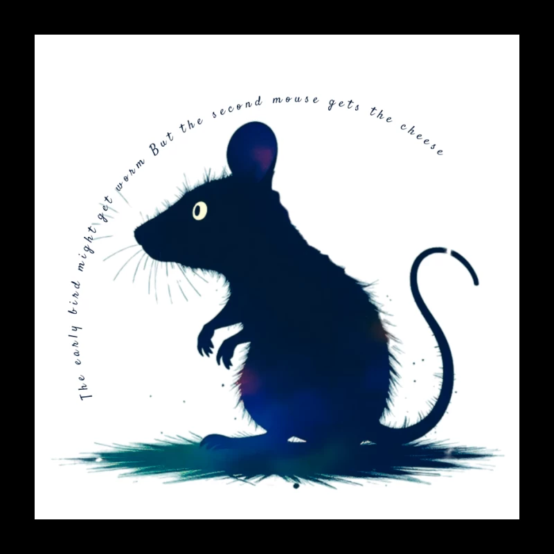 Dark Blue Mouse Silhouette Digital Illustration Pin