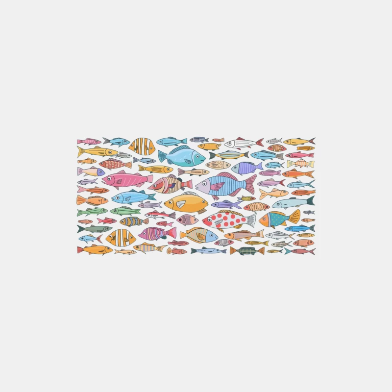 Vibrant Illustrated Fish Diversity Pattern Male Tank Top