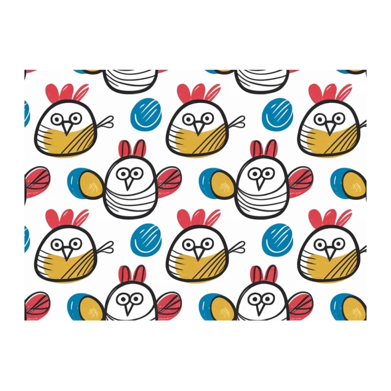 Cute Cartoon Owl Pattern with Colorful Accents Tapestry