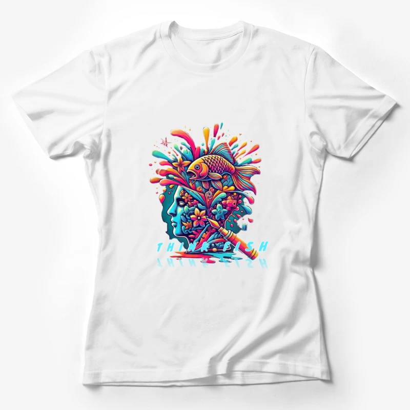 Psychedelic Mind Splash with Fish and Flowers Female T-Shirt