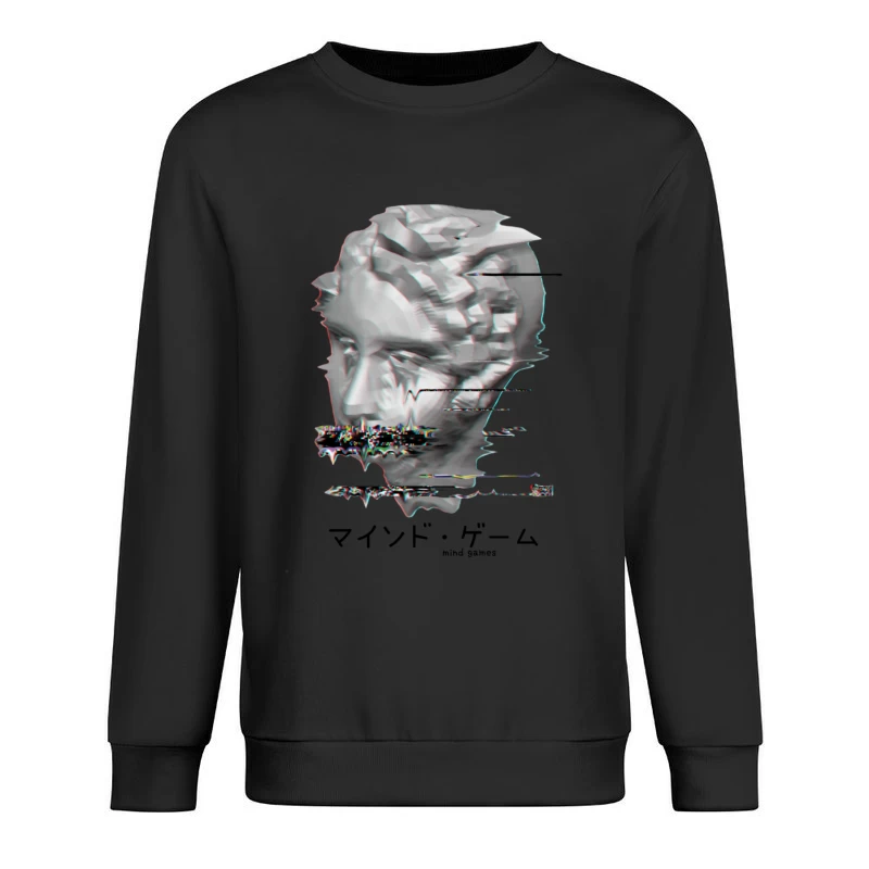 Verzerrtes Gesichtsskulpturdesign Herren Pullover Sweatshirt