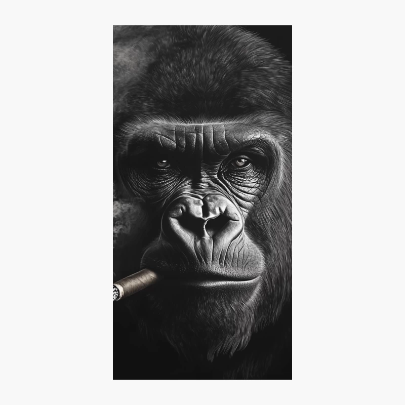 Intense Black and White Portrait of Smoking Gorilla iPhone Case