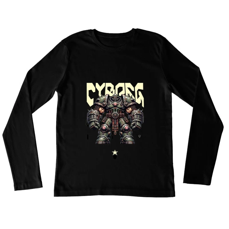 Heavy Combat Cyborg Mech Armor Illustration Female Long Sleeve T-Shirt