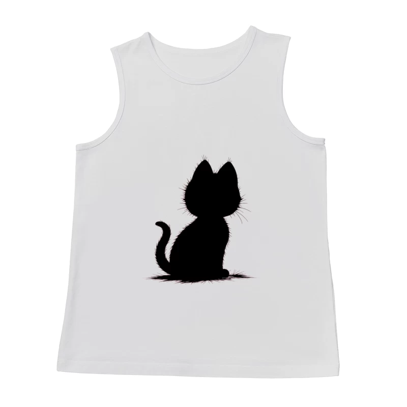 Elegant Black Cat Silhouette Male Tank Top