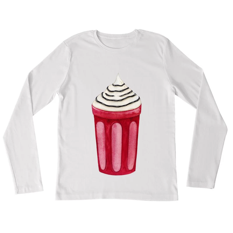 Boisson frappée rouge avec crème fouettée Femme Manches Longues T-Shirt
