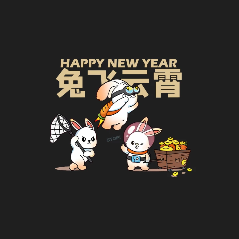 Neujahr mit niedlichen Hasen Herren Tanktops