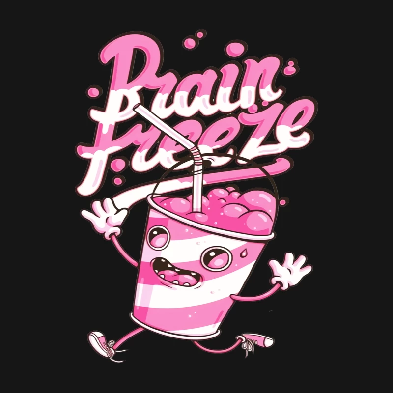 Fun Cute Cartoon Drink with Brain Freeze Male Long Sleeve T-Shirt