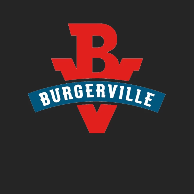 Burgerville Fast Food Restaurant Logo Design in Red and Blue Male Pullover Sweatshirt