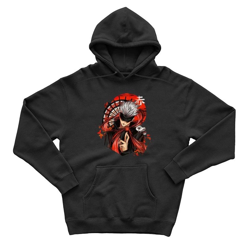 Stylischer Charakter mit Maske und rotem Element Herren Pullover Hoodie