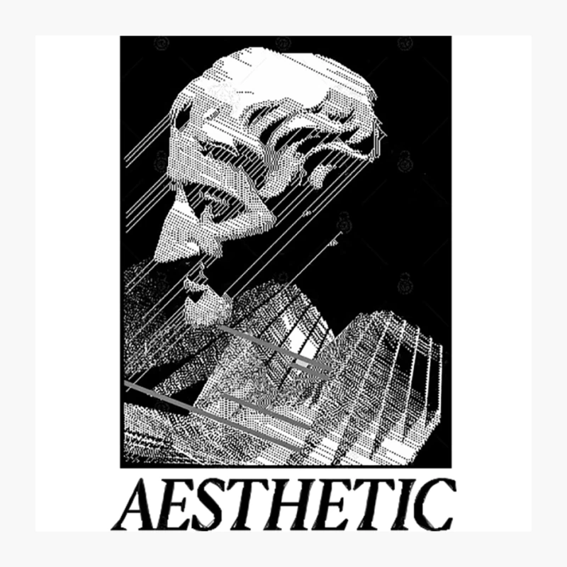 Glitched Aesthetic Portrait in Black and White Pin