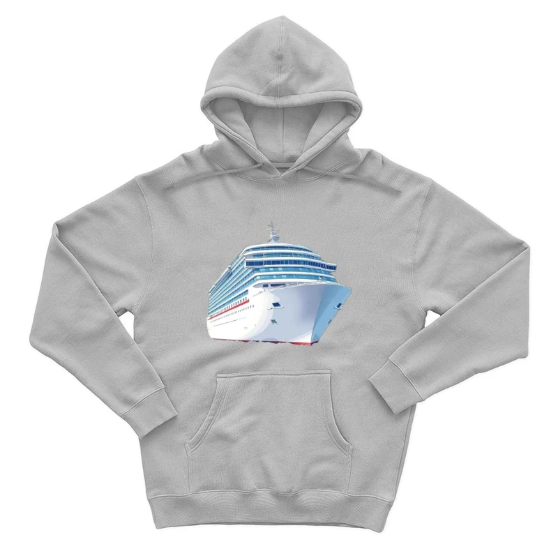 Modern Luxury Cruise Ship in White and Blue Design Male Pullover Hoodie